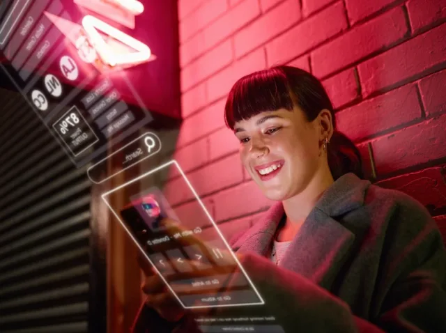 AI influencer looking at her notifications