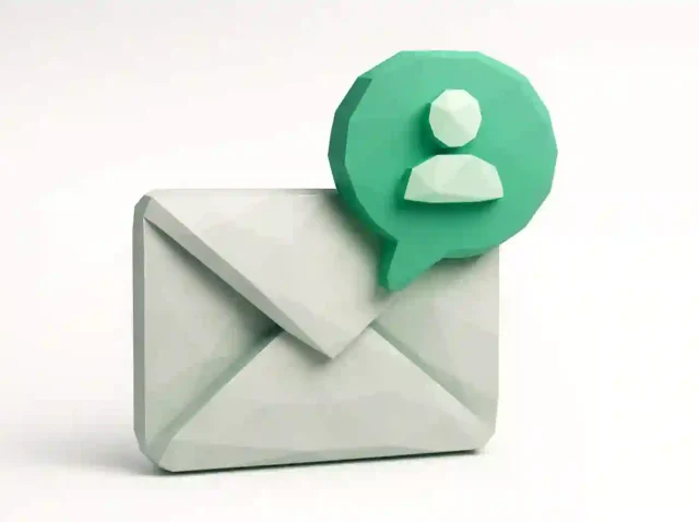 2026 rehberi için yapay zeka soğuk erişim otomasyonunu ve otomatik e-posta iletişimini simgeleyen yeşil kullanıcı sohbet balonu simgeli 3D zarf