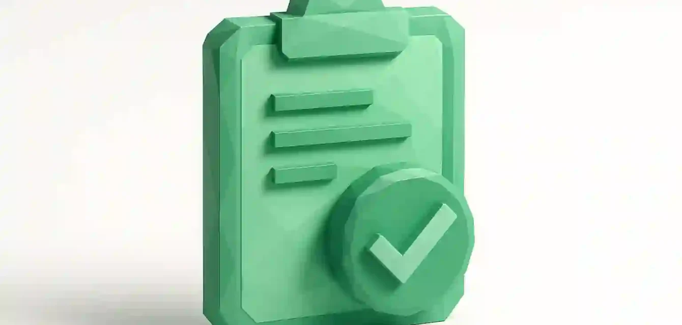 Otomatik müşteri takibini, tamamlanan görevleri ve daha hızlı satışları simgeleyen, büyük bir onay işaretine sahip yeşil 3D pano simgesi.