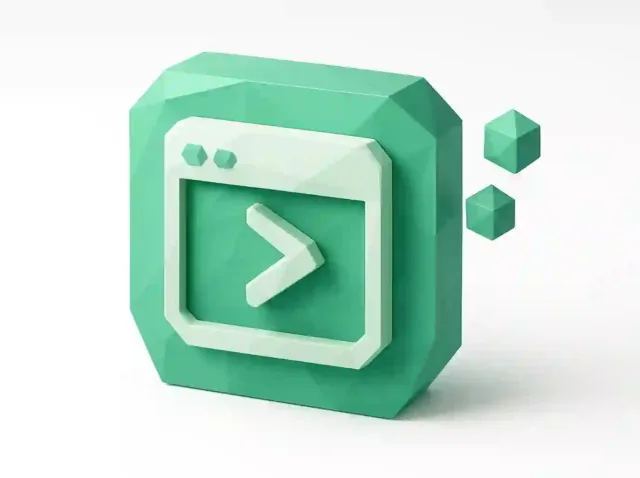3D mint-green app icon showing a browser window with a right-pointing chevron, symbolizing Make.com custom apps and workflow automation
