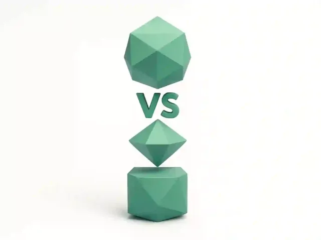 Abstract teal geometric icons stacked with a central "VS" symbol representing n8n vs Gumloop vs Make.com 2026 automation platforms comparison