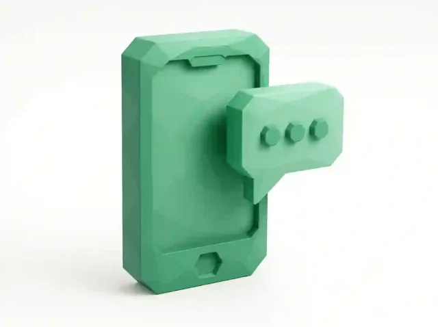 3D green smartphone with chat bubble icon symbolizing SMS messaging and Twilio SMS alternatives for 2025