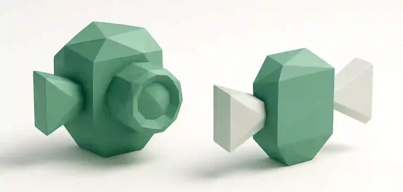 Veo 3 vs Kling - AI Video Tool Comparison Illustration Two low-poly teal camera icons side by side representing Veo 3 and Kling, illustrating an AI video tool comparison for choosing the right platform.