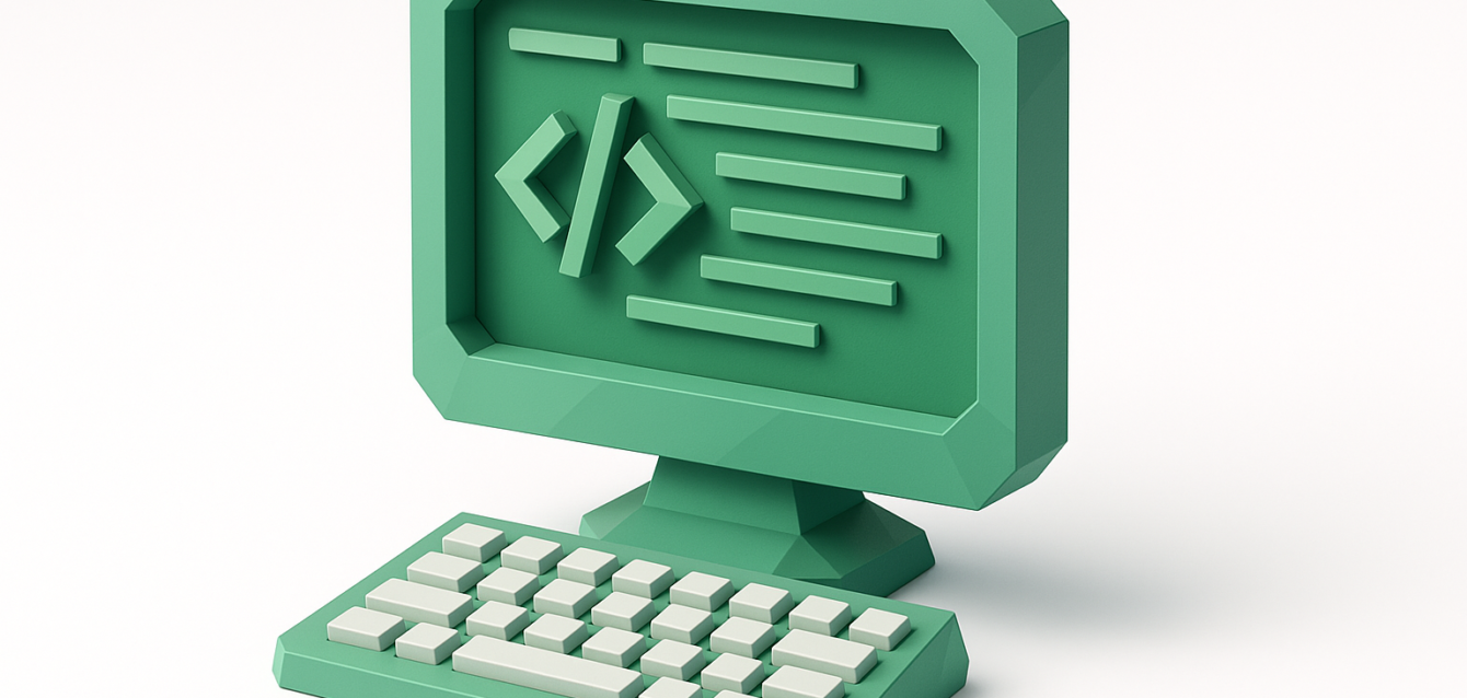 Green retro-style monitor and keyboard showing code brackets and lines, symbolizing AI-assisted code editors for teams and collaborative coding — Best AI Code Editors 2026