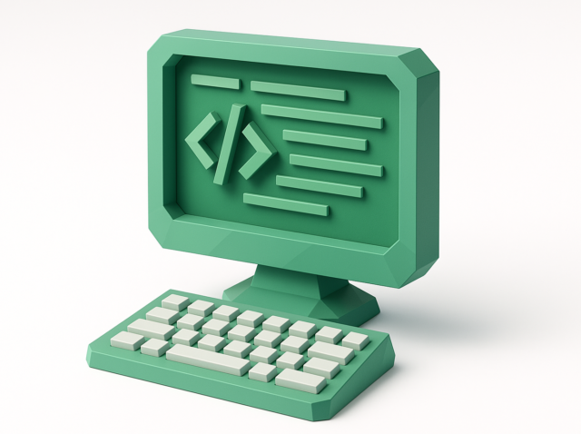 Green retro-style monitor and keyboard showing code brackets and lines, symbolizing AI-assisted code editors for teams and collaborative coding — Best AI Code Editors 2026
