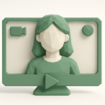 Best AI Influencer Video Generator in 2026 4 Minimalist low-poly virtual influencer avatar on a monitor with play icon, illustrating AI influencer video generator tools in 2026
