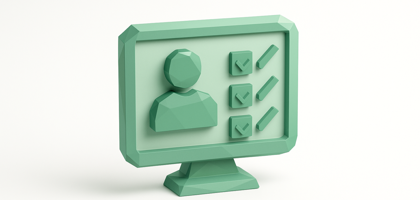 Best CRM for Single User 2026 — Single-User CRM Dashboard Icon 3D green monitor icon with a single user avatar and checklist, representing a single-user CRM dashboard for small solo users