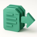 Teal stacked document icons with a right-pointing arrow illustrating paginated API responses and page-by-page data retrieval in Make.com workflows