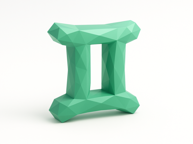 Green low-poly 3D Gemini symbol on a white background, representing access to Gemini 3 AI for enterprise users in a 2026 guide