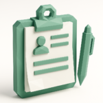 HR Workflow Software: Build Smarter HR Systems 4 Stylized low-poly green clipboard with an employee profile form and pen, representing HR workflow software, employee onboarding and smarter HR systems.