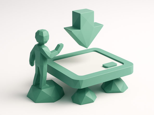 Low-poly green figurine standing beside a hovering control platform with an upward antigravity arrow above it, symbolizing managing AI agents and antigravity interfaces for the Managing AI Agents with Antigravity: 2026 Handbook.
