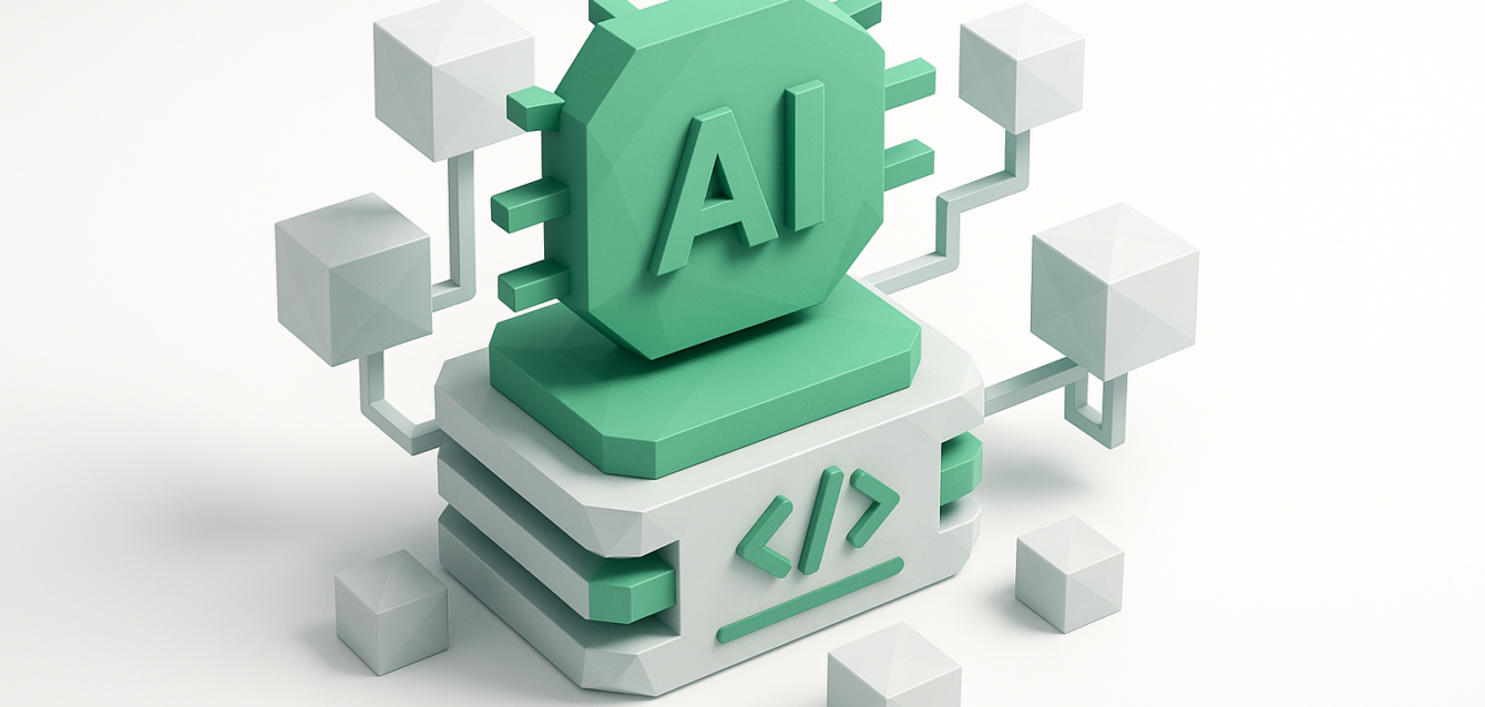 AI Tools Managing Technical Debt — 3D AI Chip and Code Modules 3D illustration of an AI chip linked to code and modular blocks, symbolizing AI tools analyzing and reducing technical debt in software