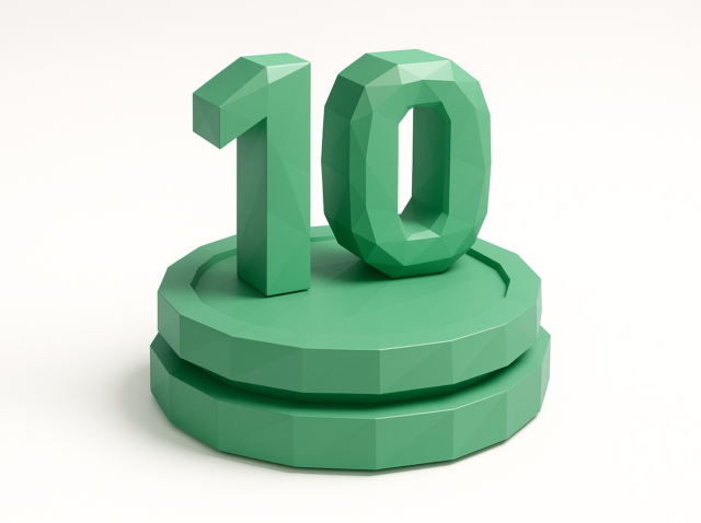 Bütçe aksiyon kamerası seçenekleri için En İyi 10 Veo 3 ucuz alternatifini (2026 kılavuzu) temsil eden istiflenmiş madeni paralar üzerinde yeşil 3D 10 numara