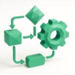 When to Use n8n Over Make.com 4 3D green low-poly workflow diagram with cubes, arrows and a gear illustrating automation and integrations — conceptual image for choosing n8n over Make.com