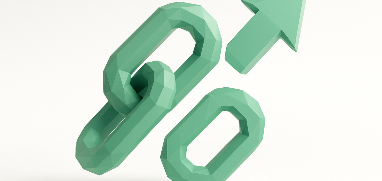 n8n vs Make.com: Scalable, Customizable Automation Illustrated by Linked Chain and Arrow Green 3D chain links and upward arrow representing integrations and automation, illustrating choosing n8n over Make.com for scalable, customizable workflows