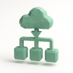 3D low-poly green cloud connected to three hierarchical nodes, symbolizing automated onboarding workflows and faster time to value