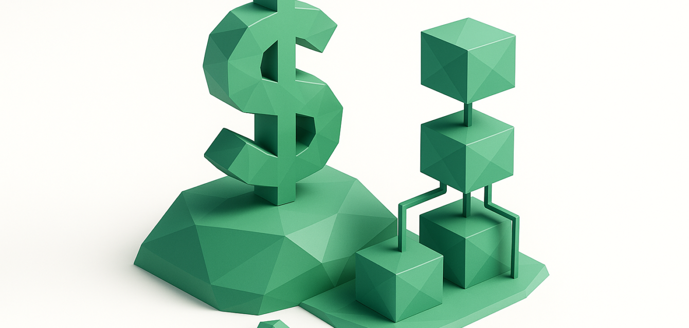 Cost of Running Multi-Agent Systems in 2026 — Infrastructure and Operational Costs Low-poly green dollar sign next to connected cube nodes representing a multi-agent system, illustrating infrastructure and operational costs of running MAS in 2026