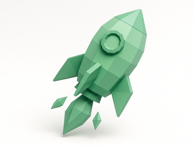 Banana.dev migration guide 2026 için model dağıtımını ve lansmanını simgeleyen düşük poli yeşil roket simgesi