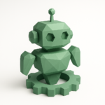Anthropic Claude: Enterprise Automation in 2026 5 Low-poly green robot standing inside a gear on a white background, symbolizing Anthropic Claude and enterprise automation in 2026