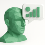NLP in Business Explained: Turn Data into Profit in 2026 5 Low-poly green human head with a speech bubble showing an ascending bar chart, symbolizing NLP-driven business insights and turning data into profit in 2026