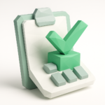 Stylized clipboard with keypad and large green checkmark symbolizing automated data entry and completed tasks to free your team from manual entry