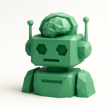 Why AI Workforce Implementation Services Matter Now 4 Low-poly green robot bust with a geometric exposed brain, symbolizing AI workforce integration and implementation services