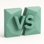 3D teal 'VS' sculpture between two geometric blocks, representing a Backendless vs Xano backend comparison for 2026 projects