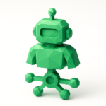 İş operasyonlarını dönüştürmek için yerel bir yapay zeka otomasyon ajansı tarafından yapay zeka otomasyonunu ve entegrasyonunu simgeleyen ağ düğümü tabanlı yeşil düşük poli robot