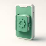 3D stylized smartphone with a book and gear icon symbolizing low-code mobile app development tools and settings for 2026